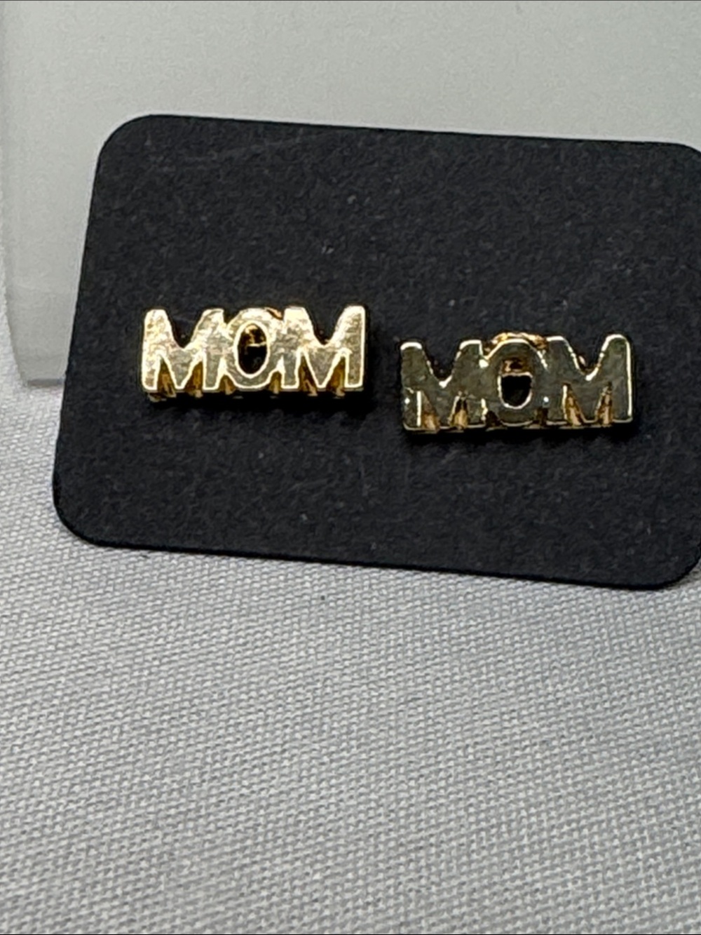 Gold "MOM" Stud Earrings - Women's Jewelry